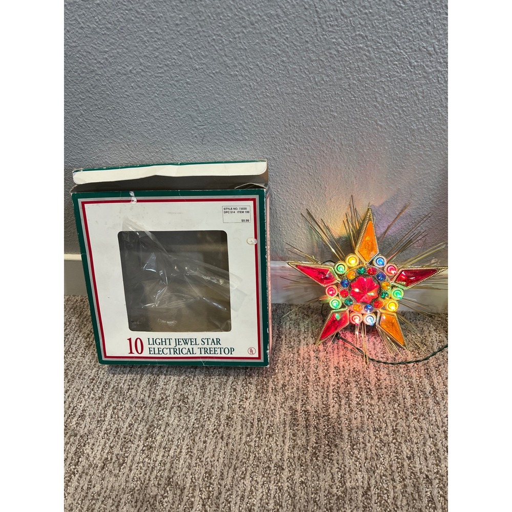 Vintage 1980 House Of Lloyd Christmas Tree Jewel Star Light Tree Topper Ornament